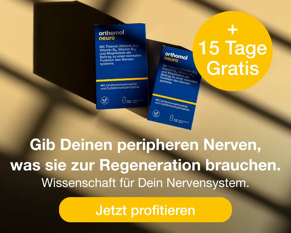 Jetzt eine gratis 15er Packung Orthomol Neuro beim Kauf einer 90er Packung sichern