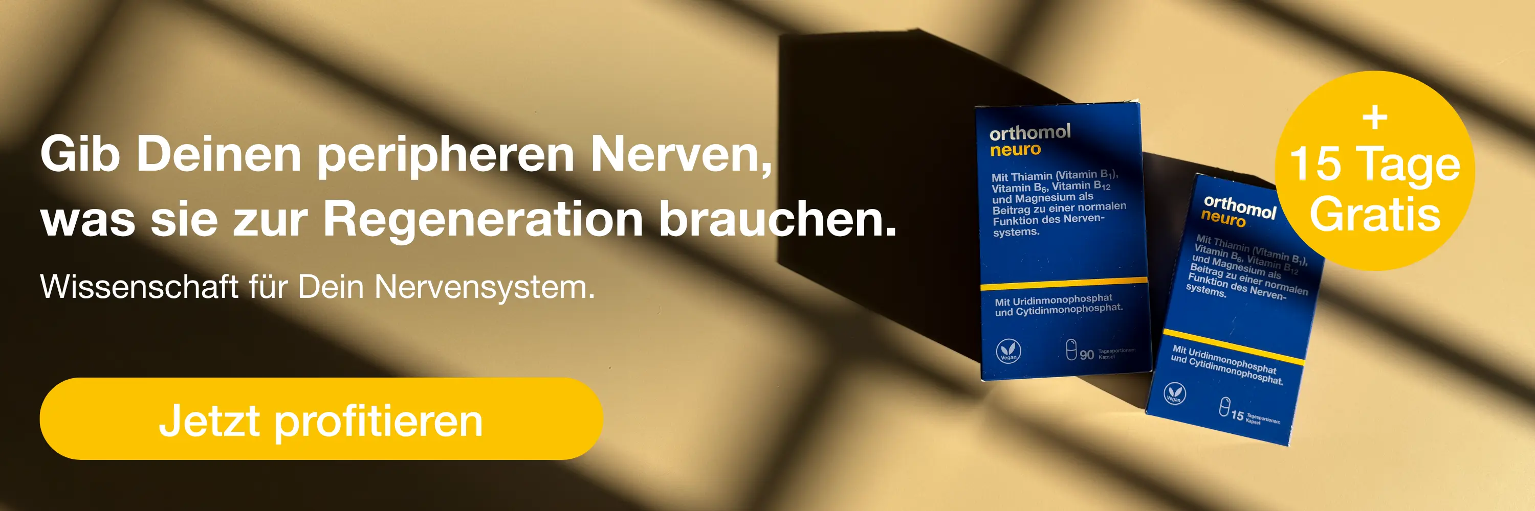 Jetzt eine gratis 15er Packung Orthomol Neuro beim Kauf einer 90er Packung sichern